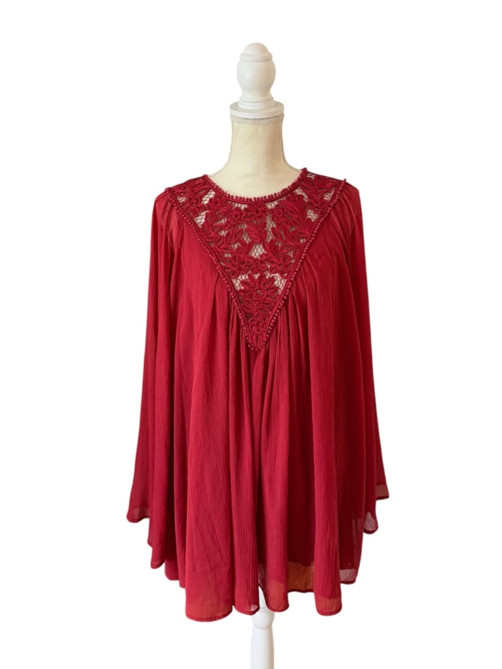 Free People Sunshine of Love Mini Dress Berry Boho Lace Medium OB1796038